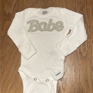 Gerber White 'Babe' Long Sleeve Bodysuit
